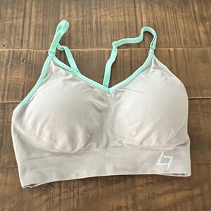 Sport Essentials Gray and Green Sports Bra - Medium - Dare to Begin